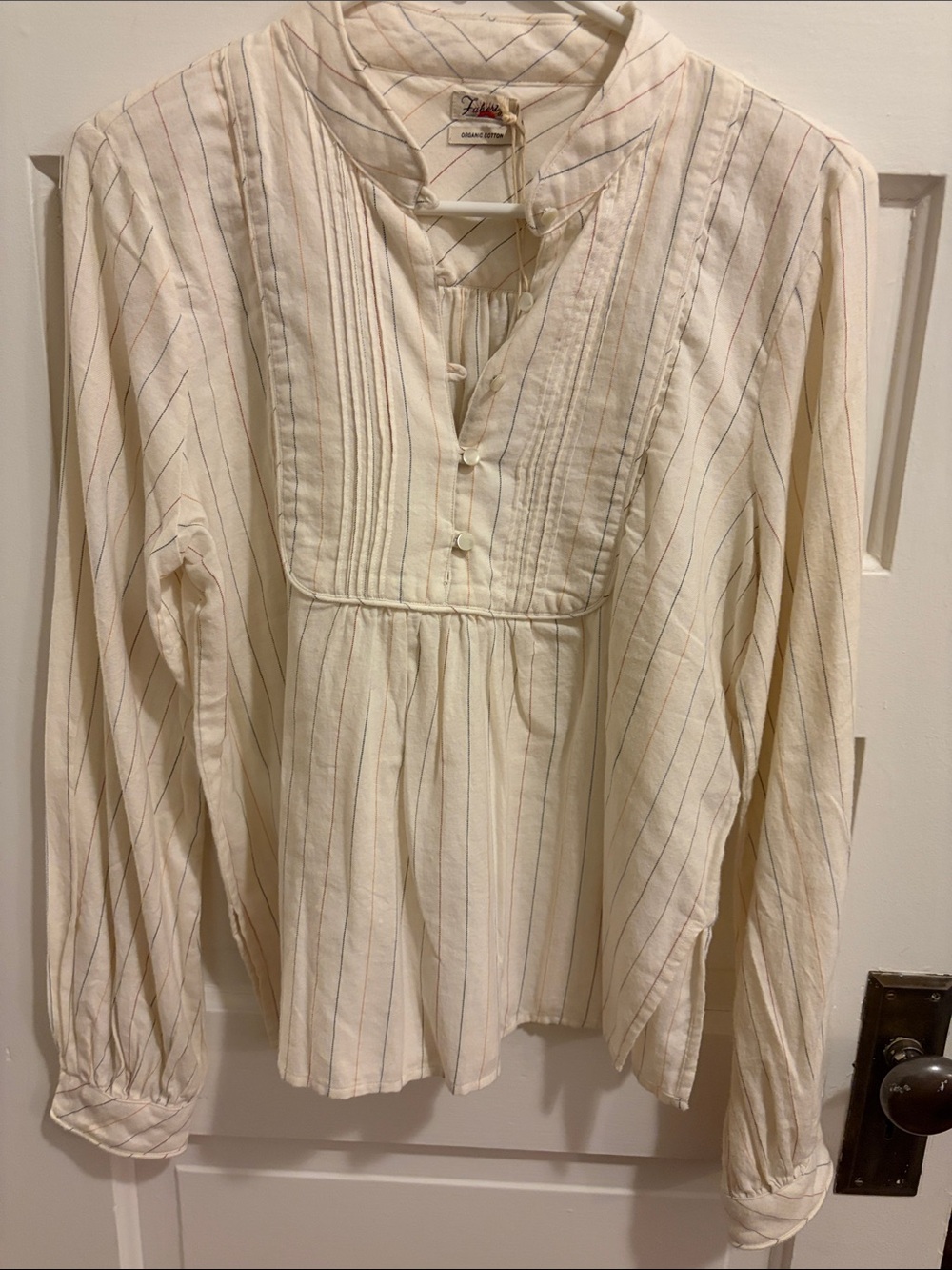NWT Faherty Cream Striped Peasant Tunic
